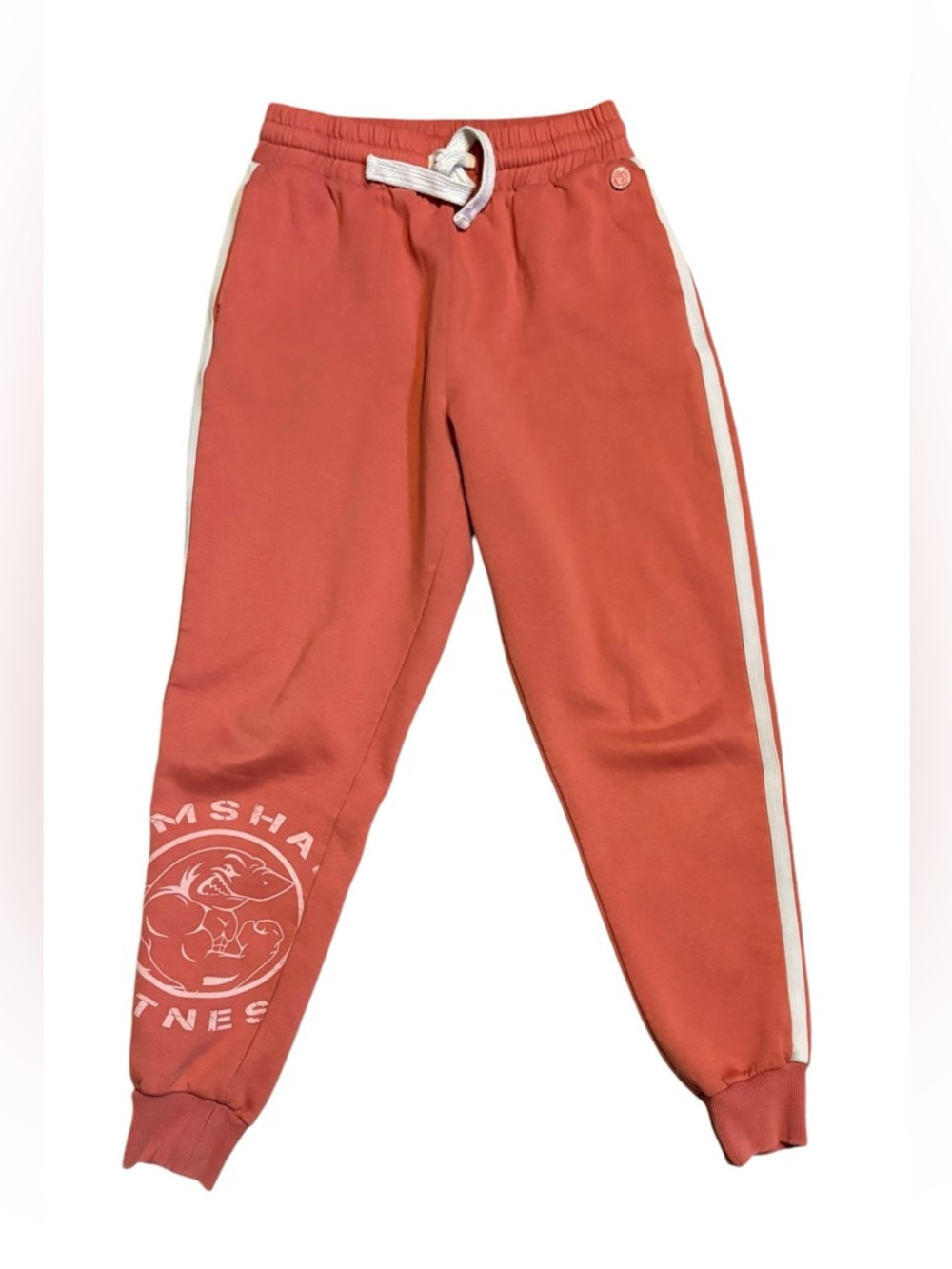 GYMSHARK Legacy Brick Red Joggers Medium Side Stripe Logo Athletic Sweatpants
